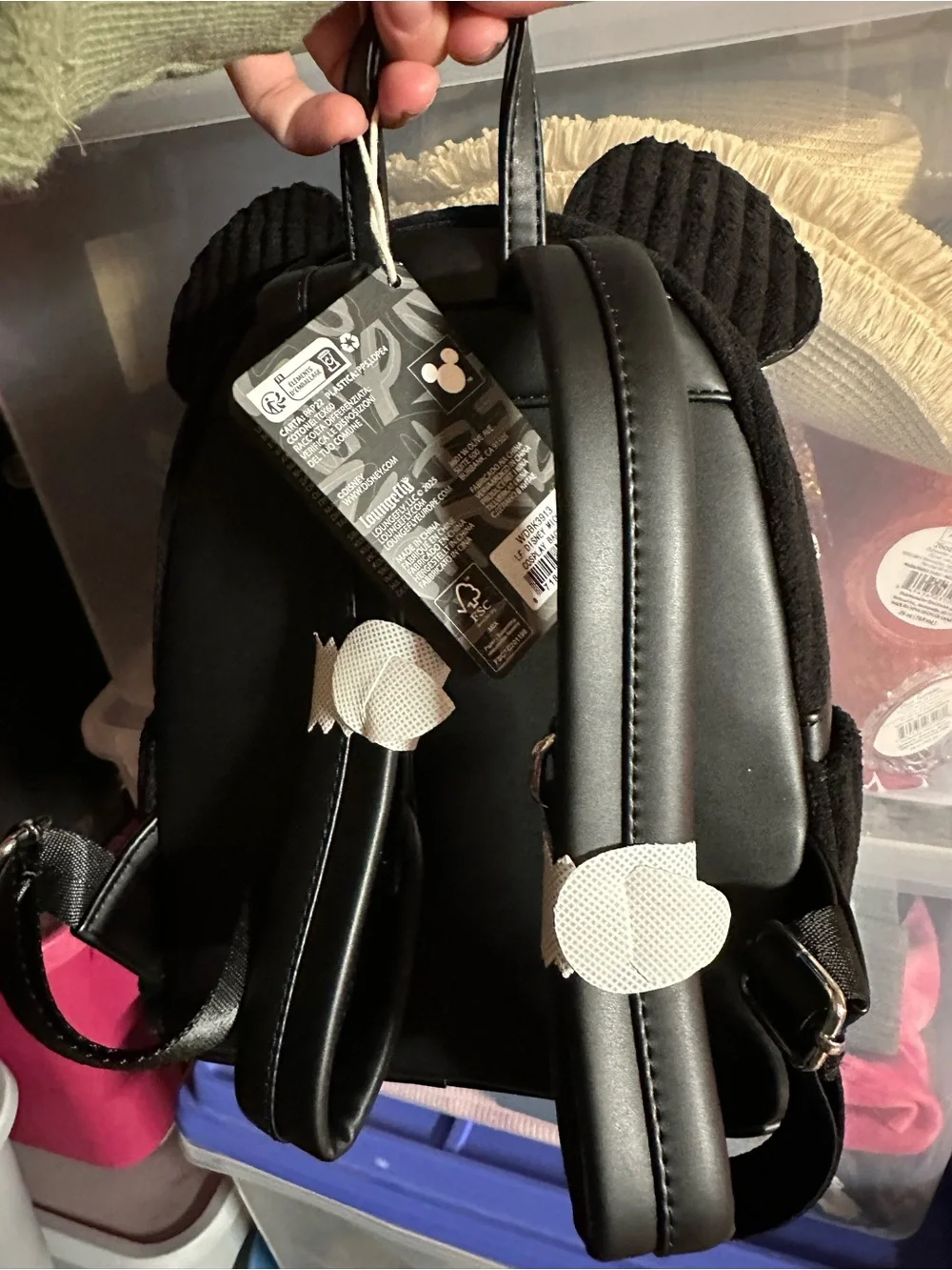 Loungefly Kids Mickey Corduroy Ear Mini Backpack - Black, Red & White